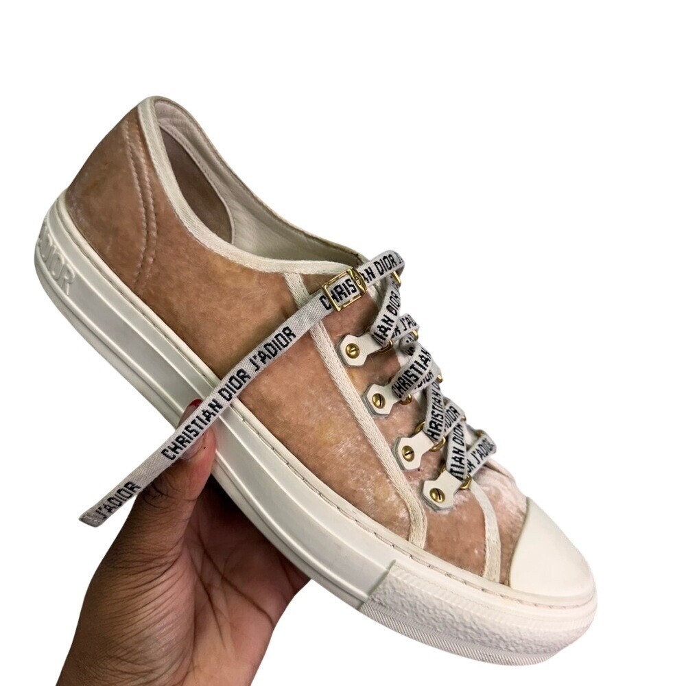 Dior Pink Velvet Low Top Walk'N'Dior Sneakers size 41 - Picture 1 of 11
